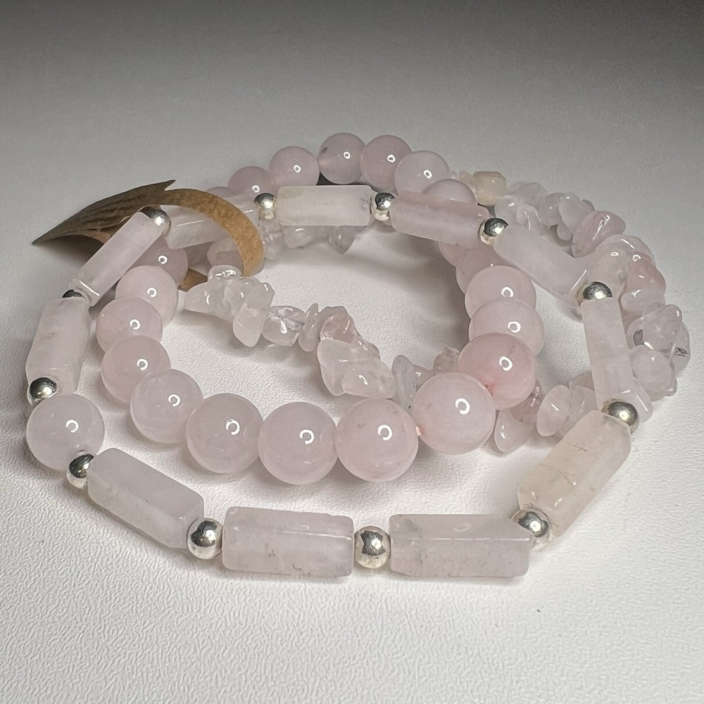 Set Of 3 Pink Gemstone Beaded Bracelets‎ Stretch